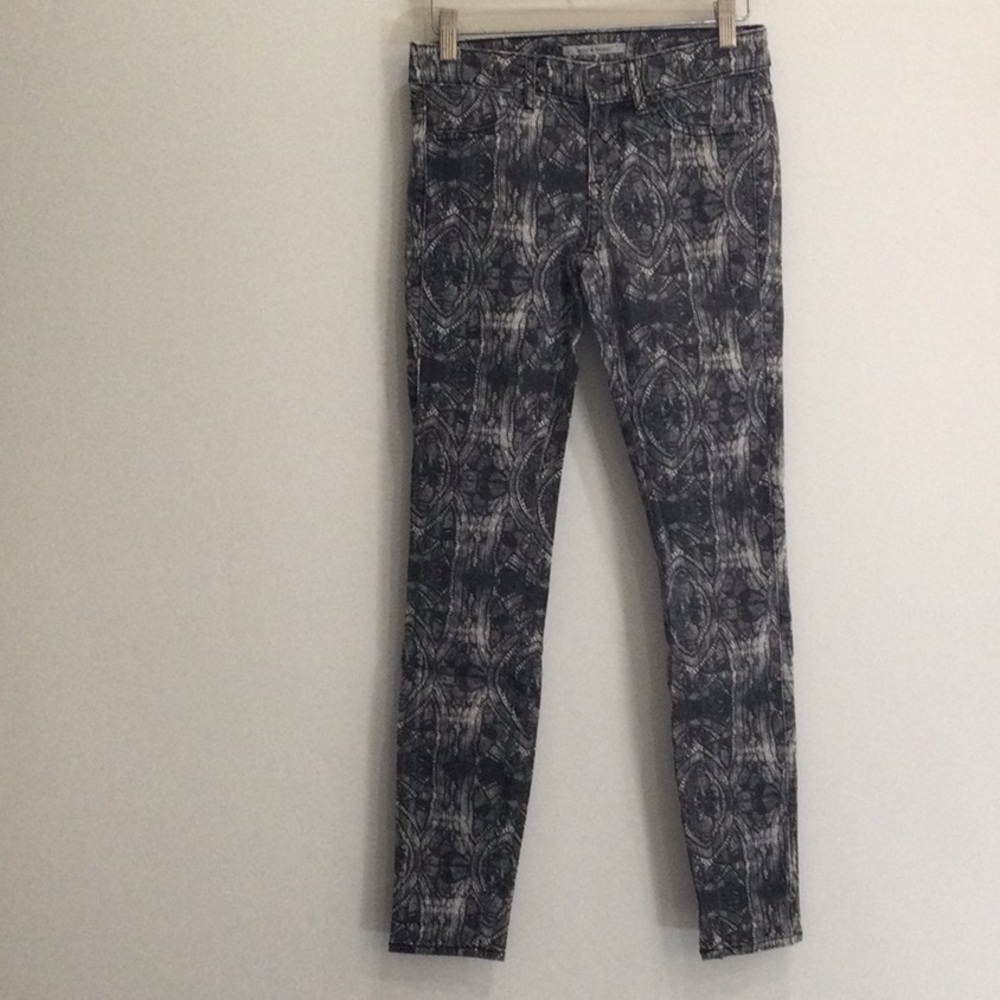 Rich & Skinny Black and Gray Patterned Jeans